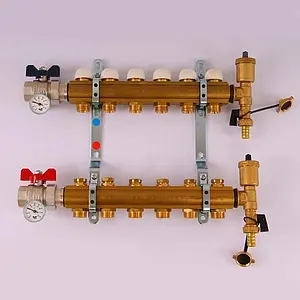 Группа коллекторная с расходомерами 6 отводов 1&quot;в/в x ¾&quot;ек Tiemme 3870002, 2