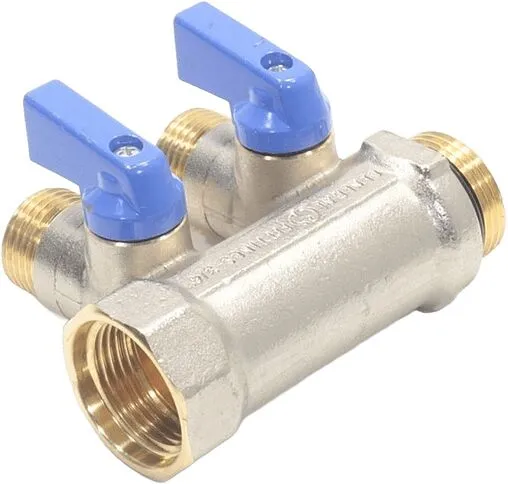 Коллектор запорный проходной 3 отвода синий ¾"в/н x ½"н General Fittings 6200R6N0504B3A