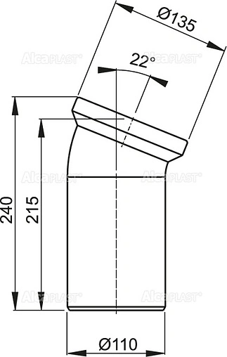 Патрубок для унитаза AlcaPlast 22° A90-22