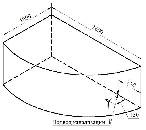 Ванна акриловая Radomir Модерна 160х100 R 2-01-0-2-1-214