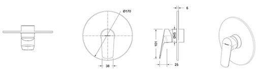 Смеситель для душа скрытого монтажа Bravat Rhein чёрный матовый PB8429564BW-ENG