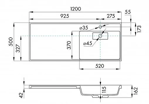 Раковина Aquaton Лондри 120 L графит 1A72843KLH21L