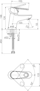 Смеситель для раковины Cersanit Cari хром 63025, 2