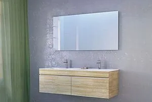 Тумба-умывальник подвесная Raval Twins (Pulsus) 140 дуб сомона Pul.01.140/P/DS+Pul.08.140/W, 3