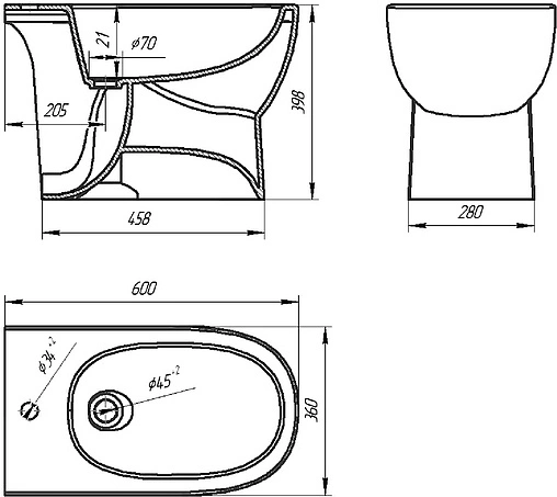 Биде напольное Sanita luxe Art белый BD.FS/Art/C/WHT.G/S1