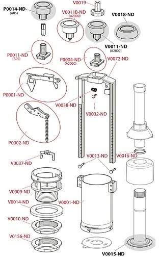 Механизм сливной для бачка однорежимный AlcaPlast A05-CHROM Механизм сливной для бачка однорежимный AlcaPlast A05-CHROM