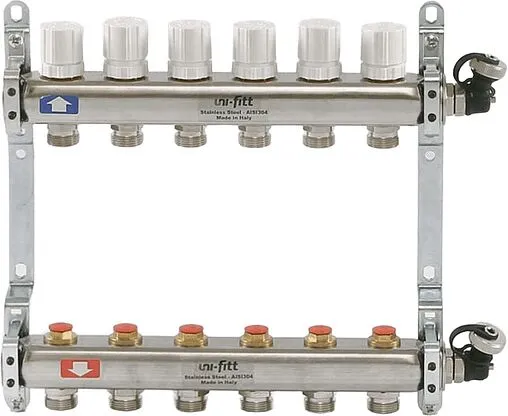 Группа коллекторная распределительная 6 отводов 1&quot;в/в x ¾&quot;ек Uni-fitt 451I4306