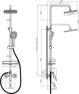 Душевая система со смесителем для ванны Rossinka RS29 хром RS29-46 Душевая система со смесителем для ванны Rossinka RS29 хром RS29-46, 2