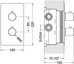 Термостат для 3 потребителей Aquatek Европа чёрный матовый AQ1393MB Термостат для 3 потребителей Aquatek Европа чёрный матовый AQ1393MB, 2