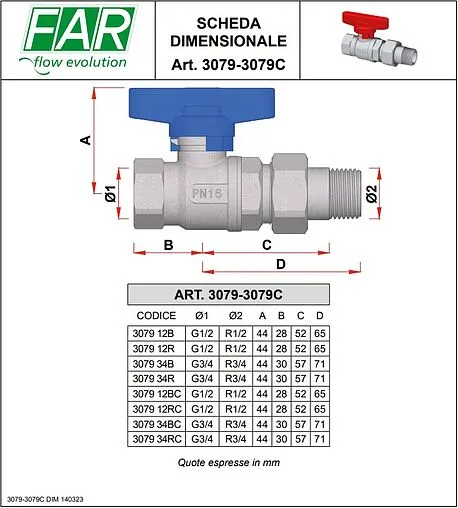 Кран шаровый с американкой ½&quot;в x ½&quot;н красный Far FS 3079 12RC