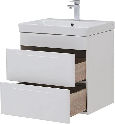 Тумба-умывальник подвесная Aquanet София 60 белый глянец 00288905+11060-KL