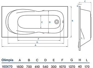 Ванна акриловая Koller Pool Olimpia 160x70 Ванна акриловая Koller Pool Olimpia 160x70, 2