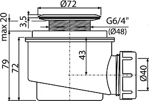 Сифон для душевого поддона AlcaPlast хром A46-50, 2