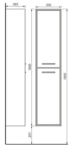 Шкаф-пенал подвесной Raval Frame 35 дуб трюфель Fra.04.160/P/DT