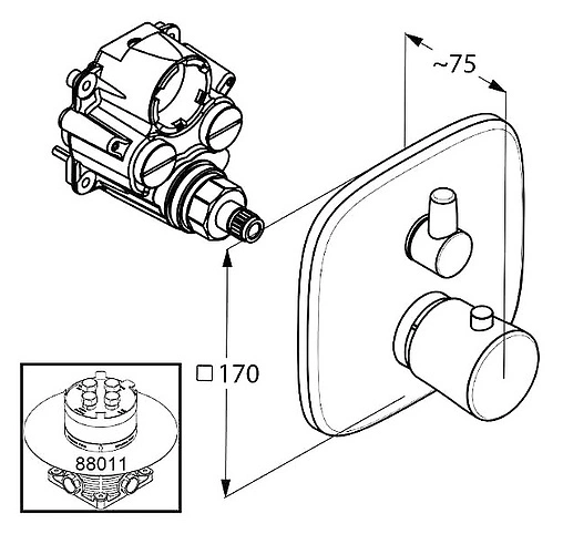 Термостат для 1 потребителя Kludi Ambienta хром 538350575 Термостат для 1 потребителя Kludi Ambienta хром 538350575