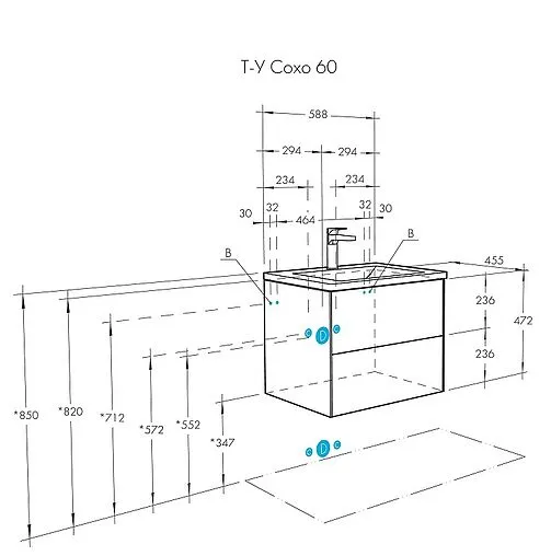 Тумба под умывальник подвесная Aquaton Сохо 60 белый глянец 1A258001AJ010