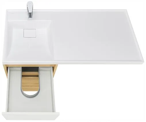 Тумба-умывальник напольная над стиральной машиной Aquaton Лондри 105 L дуб сантана/белый 1A2670K2LH0C0+