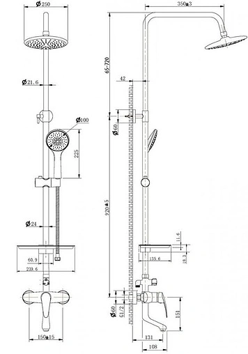Душевая система со смесителем для ванны Lemark Linara хром LM0462C