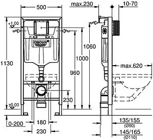 Инсталляция для подвесного унитаза Grohe Rapid SL 38536001 Инсталляция для подвесного унитаза Grohe Rapid SL 38536001, 2