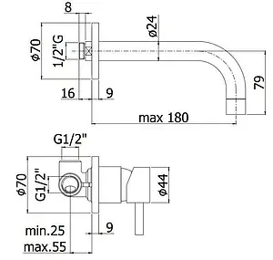 Смеситель для раковины из стены Paffoni Stick хром SK006CR70, 2