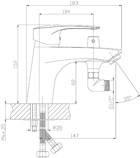 Смеситель на борт ванны на 1 отверстие Rossinka хром T40-38