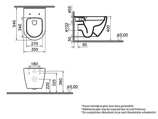 Комплект 5 в 1 VitrA Mia Rоund SmoothFlush 9856B003-7200 с кнопкой хром матовый Комплект 5 в 1 VitrA Mia Rоund SmoothFlush 9856B003-7200 с кнопкой хром матовый