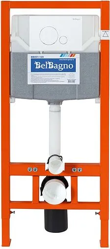 Инсталляция для подвесного унитаза Set 3 в 1 BelBagno BB001-120/BB014-SR-BIANCO с кнопкой белый глянцевый