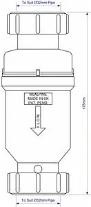 Самозакрывающийся сливной клапан Mc Alpine белый MRNRV32C-PB, 2