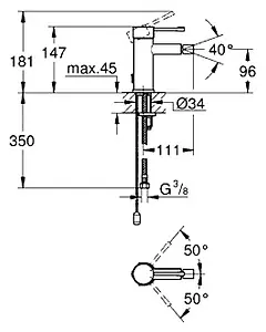 Смеситель для биде Grohe Essence New хром 32934001 Смеситель для биде Grohe Essence New хром 32934001, 2