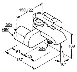 Смеситель для ванны Kludi JOOP! хром 554430575 Смеситель для ванны Kludi JOOP! хром 554430575, 2