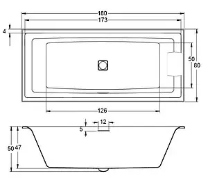 Ванна акриловая Riho STILL SQUARE LED 180x80 R B099003005, 2