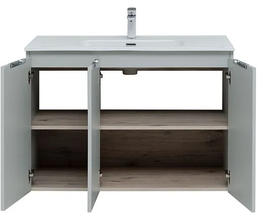 Тумба-умывальник подвесная Aquanet Алвита New 100 серый 00277532+00254365