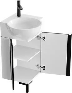 Тумба-умывальник напольная Aqwella Porto 45 белый/чёрный POR0104WB+4640021061435 Тумба-умывальник напольная Aqwella Porto 45 белый/чёрный POR0104WB+4640021061435, 3