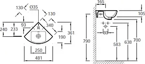 Раковина Jacob Delafon Odeon Up 48 белый E4733-00, 2