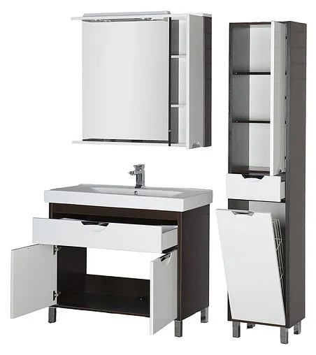 Шкаф-зеркало Aquanet Гретта 100 R белый/венге 00173996