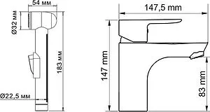Смеситель для раковины с гигиеническим душем Wasserkraft Leine хром 3508 Смеситель для раковины с гигиеническим душем Wasserkraft Leine хром 3508, 2