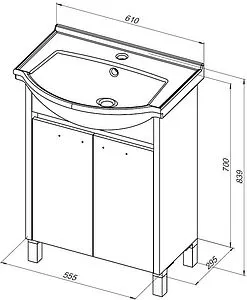 Тумба-умывальник напольная Aquanet Донна 60 белый глянец 00294390+00170121 Тумба-умывальник напольная Aquanet Донна 60 белый глянец 00294390+00170121, 2