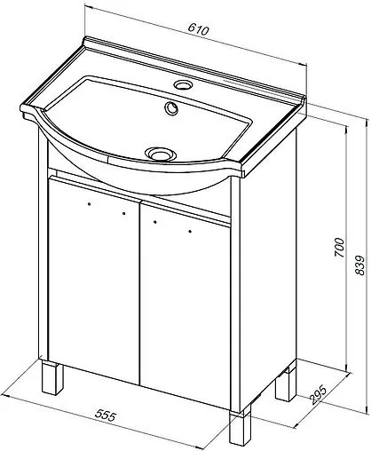 Тумба-умывальник напольная Aquanet Донна 60 белый глянец 00294390+00170121