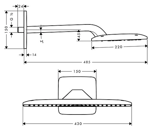 Лейка верхнего душа с настенным креплением Hansgrohe Raindance E 420 1jet Air хром 27372000