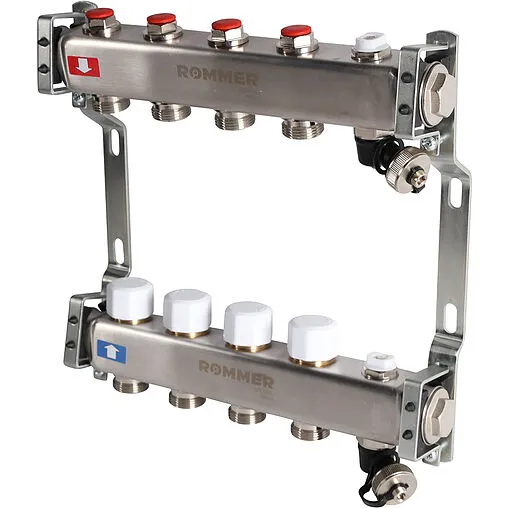 Группа коллекторная без расходомеров 4 отвода 1&quot;в/в x ¾&quot;ек Rommer RMS-3201-000004