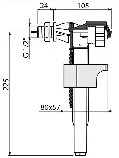 Заливной клапан для бачка ½&quot; пластик боковой AlcaPlast A15P-½&quot;