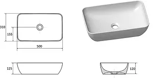 Раковина Ravak Uni 50 R Slim белый XJX01150001 Раковина Ravak Uni 50 R Slim белый XJX01150001, 2