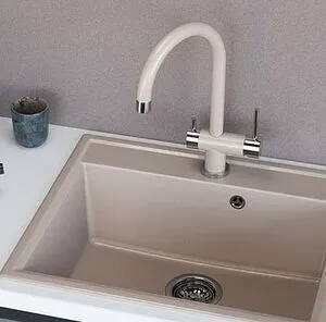 Смеситель для кухни с подключением к фильтру Omoikiri Yamada-BE ваниль/хром 4994397, 3