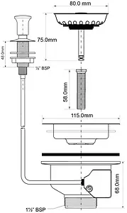 Выпуск автоматический для мойки Mc Alpine хром PUS113-PP Выпуск автоматический для мойки Mc Alpine хром PUS113-PP, 2
