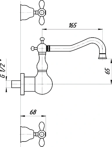 Смеситель для раковины из стены Migliore Princeton Plus золото ML.PRP-8070.Do