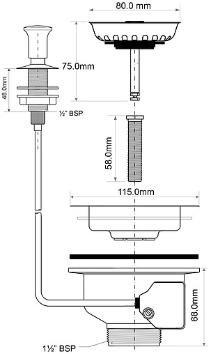 Выпуск автоматический для мойки Mc Alpine хром PUS113-PP