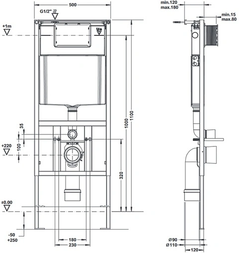 Инсталляция для подвесного унитаза ArtCeram 700.101