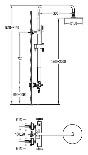 Душевая система с термостатом для душа Cezares Siesta хром SIESTA-CD-TA-01