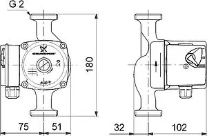 Насос циркуляционный Grundfos UPS 32-70 180 96621355, 2