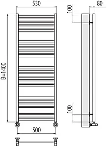 Полотенцесушитель водяной лесенка Terminus Тоскана П23 500х1400 полированная сталь 4670078530899, 2